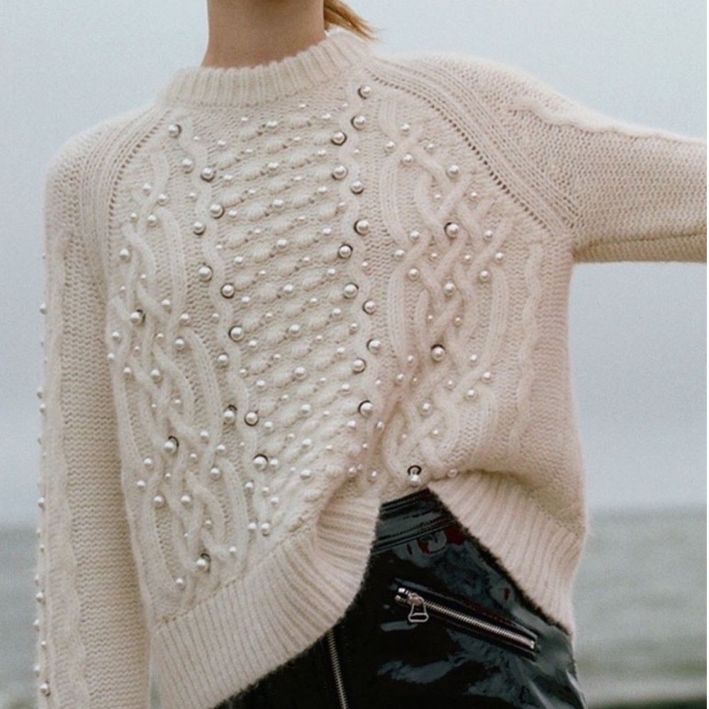 Rag & Bone Jemima Pearl Embellished Sweater Xxs